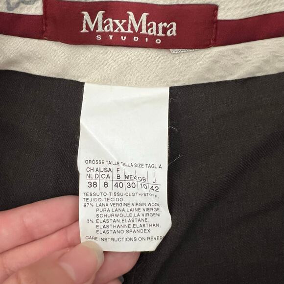 Max Mara Studio Brown Wool Blend Tailored Pants Waist 30” Cropped Straight - Picture 7 of 9